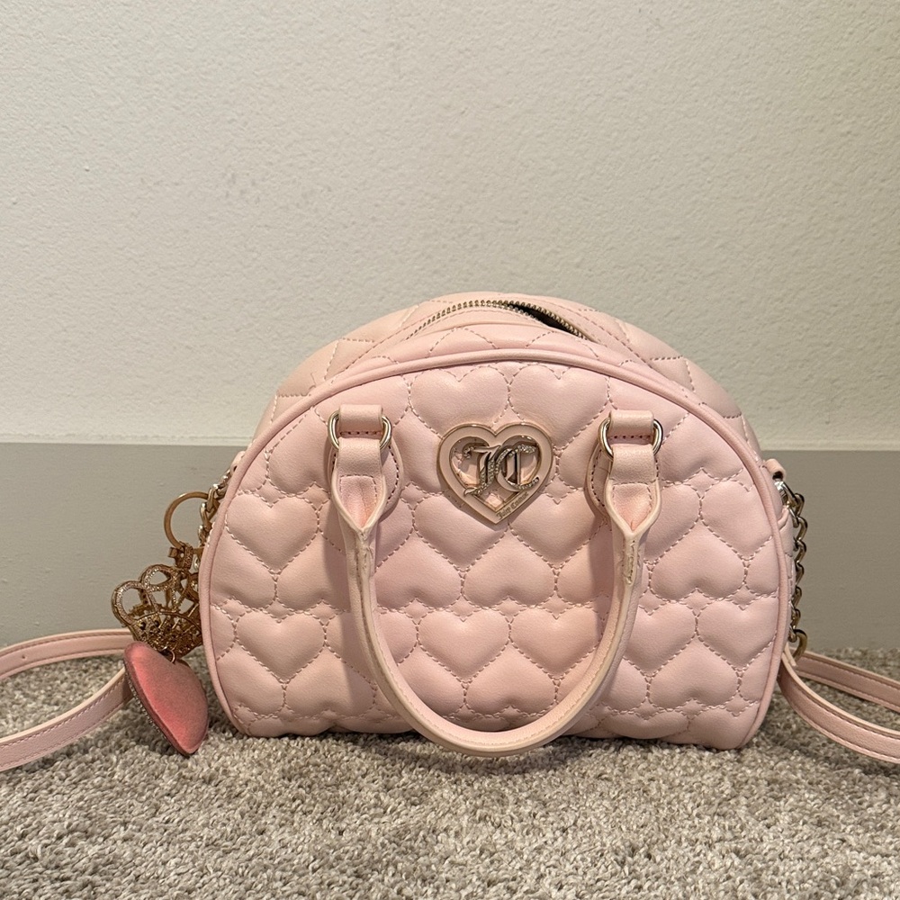 Juicy Couture Quilted Heart-Pattern Pink Dome Satchel